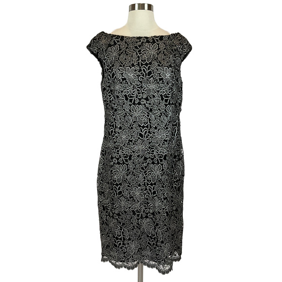 Ralph Lauren Women's Cocktail Dress Size 6 Black Lace Sleeveless Midi Sheath - Picture 1 of 12